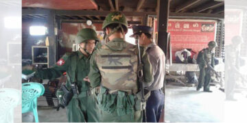 Burma Army and police raided an NMSP office in Ye Township on Feb. 15, 2017. / Bayar Hongsar / Facebook