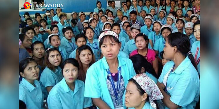 Workers at Myanmar Knitting Garment Factory in Pathein. / Salai Thant Zin / The Irrawaddy