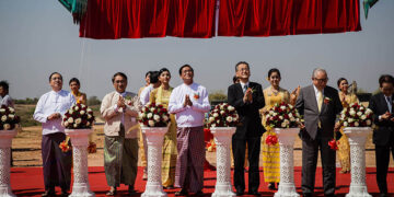 Dignitaries attend the inauguration of the Thilawa Industrial Zone B in Yangon Region on Feb. 24, 2017. / The Irrawaddy