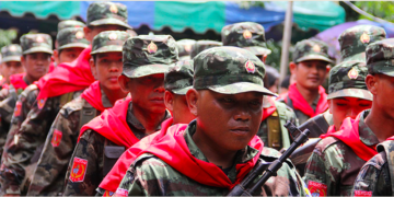 NMSP members at an event to mark Mon National Day in February 2018 in Mon State. / The Irrawaddy