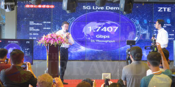 A 5G network demonstration at Myanmar Plaza, Yangon, on Sept. 25. / The Irrawaddy