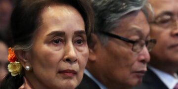 State Counselor Daw Aung San Suu Kyi attends a hearing in a case filed by The Gambia against Myanmar alleging genocide against the Rohingya Muslims, at the International Court of Justice in The Hague on Dec. 10, 2019. / Reuters