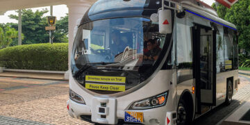 An autonomous shuttle bus is seen during a public trial on Sentosa Island, Singapore on Aug. 26, 2019. / Reuters