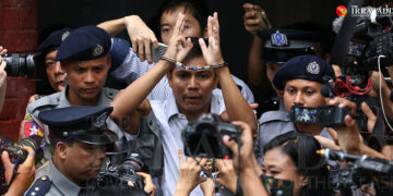 Reuters journalist Kyaw Soe Oo after a court hearing in September 2018 / Myo Min Soe / The Irrawaddy