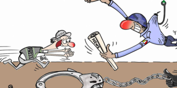 Beware police bearing tips / Cartoon by Nyi Htwe