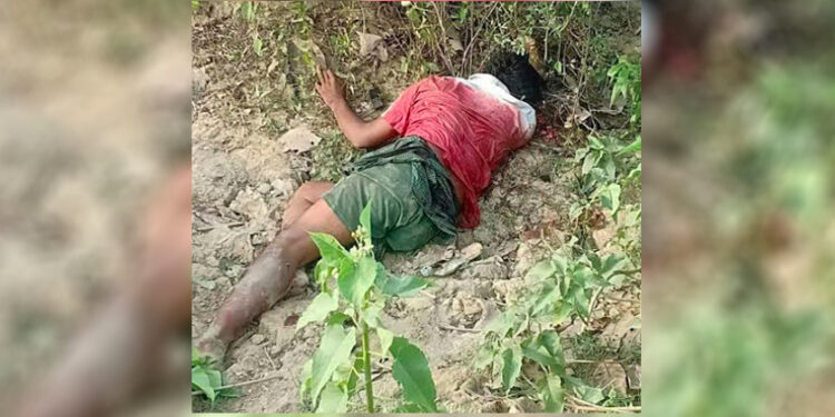 The body of motorcycle ferry driver Ko Maung Maung Hla, who was found dead in a rural area of northern Rakhine State's Kyauktaw Township early on Friday morning. / Kyaw Hla Myint / Facebook