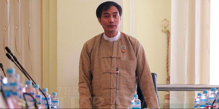 U Thein Swe, chairman of the Government’s Guarantees, Pledges and Undertakings Vetting Committee of the Upper House, addresses a press conference on Jan. 29. / Thiha Lwin / The Irrawaddy