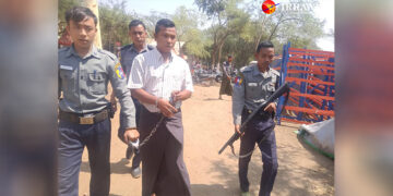 The Myingyan District Court sentenced Ko Shein Latt, 37, who installed the irrigation system for the alleged marijuana plantation, to 20 years in prison under the Anti-Narcotics Law on March 10. / D Hlaing Win / The Irrawaddy