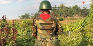 A Tatmadaw soldier on security duty in Rakhine State / Kyaw Kha / The Irrawaddy