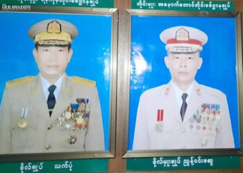 Lt-Gen Thet Pon (left) and Maj-Gen Nyunt Win Swe (right). / Htet Naing Zaw / The Irrawaddy