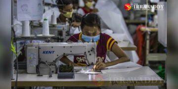 A personal protective equipment manufacturing plant in Yangon / Htet Wai / The Irrawaddy