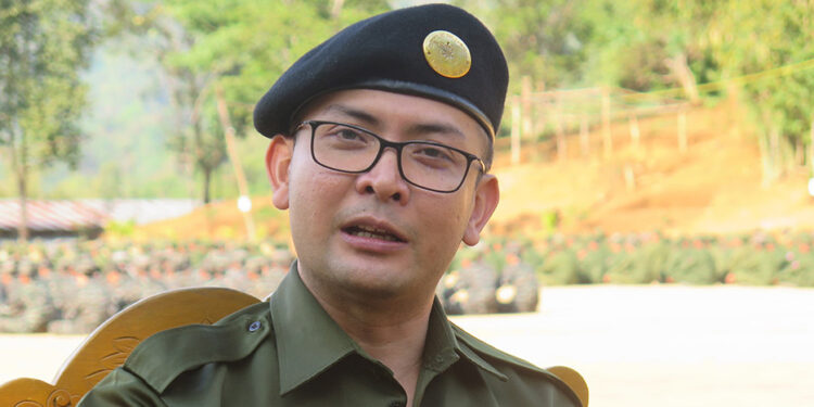 AA chief Maj-Gen. Tun Myat Naing at the AA headquarters in Kachin State in April 2019. / The Irrawaddy