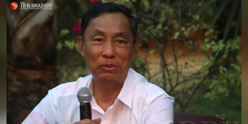 U Shwe Mann meets reporters at his residence in Naypyitaw on April 8. / Htet Naing Zaw / The Irrawaddy