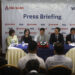 Staff from Visa and KBZ Bank holds a joint press conference in Rangoon on Jan. 12 announcing the companies’ launch of new payment cards. / Chan Sone / The Irrawaddy