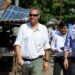 Members of an aid delegation tour IDP camps surrounding Sittwe on Friday. / Hein Htet / The Irrawaddy