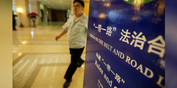 The sign of an international forum on the Belt and Road Initiative is pictured in Beijing, China, on July 2. / Reuters