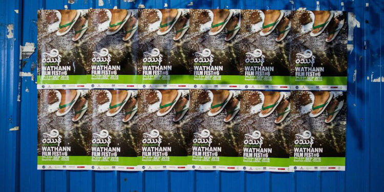 Posters of the Wathann Film Festival seen in Rangoon. / Damien Cloarec / Wathann Film Festival