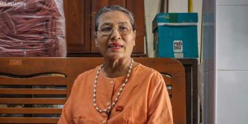 Daw Win Mya Mya at her home in Mandalay. / The Irrawaddy