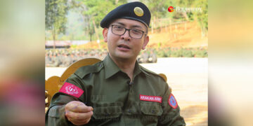 AA chief Maj-Gen. Tun Myat Naing at the AA headquarters in Kachin State in April 2019. / The Irrawaddy