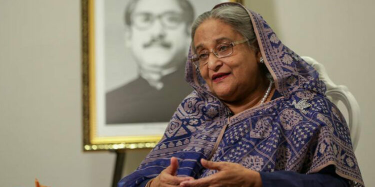 Bangladeshi Prime Minister Sheikh Hasina speaks during an interview at the Grand Hyatt Hotel in New York on Sept. 25, 2018. / Reuters
