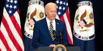 US President Joe Biden gives his first policy speech on Thursday. / US Embassy in Yangon / Facebook