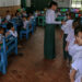 Elementary students attend class at a school in Yangon. / The Irrawaddy