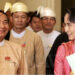 President U Win Myint and State Counselor Daw Aung San Suu Kyi at the Union Parliament building in Naypyitaw in March 2018. / Htet Naing Zaw / The Irrawaddy