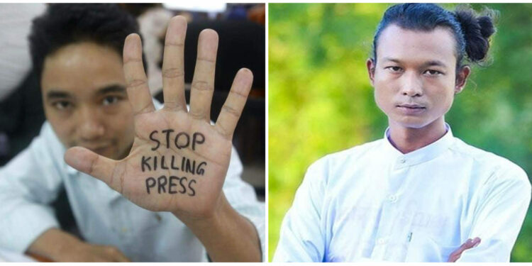Ko Myo Thant (left) and Ko Win Naing Oo (right), two of the 53 journalists currently being detained in Myanmar.