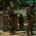 Regime troops in a Yangon neighborhood in April. / The Irrawaddy