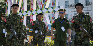 AA leader Major General Tun Myat Naing (second from the right) attends an ethnic armed organizations peace conference in Kachin State in July 2016. / The Irrawaddy