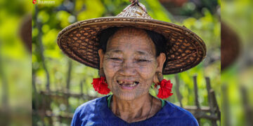 Daw Ma Hla Sein, one of the last five Chin women with face tattoos in Pan Paung Village, Mrauk-U district. / Zaw Zaw / The Irrawaddy 