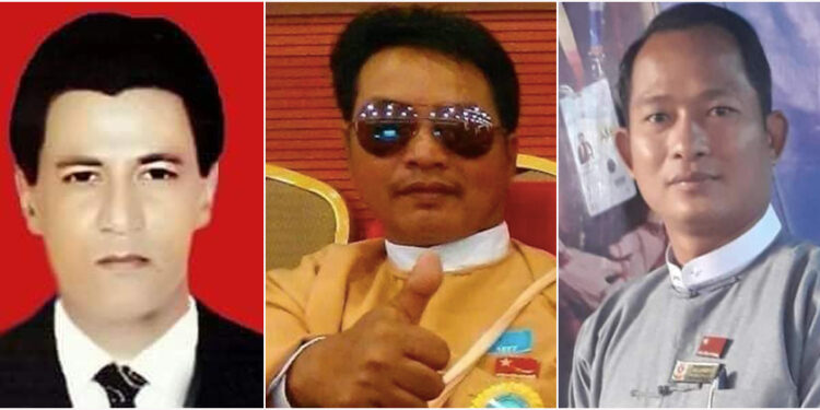A collage of the NLD members who have died while being detained by the military regime. U Khin Maung Latt (left), U Kyaw Kyaw (middle) and U Zaw Myat Lin (right)