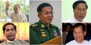 Clockwise from left: Former President U Thein Sein, Senior General Min Aung Hlaing, U Ohn Myint, U Myint Hlaing and U Ko Ko Hlaing