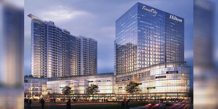 An artist's rendition of the Times City and Hilton in Yangon. / Times City Yangon Facebook