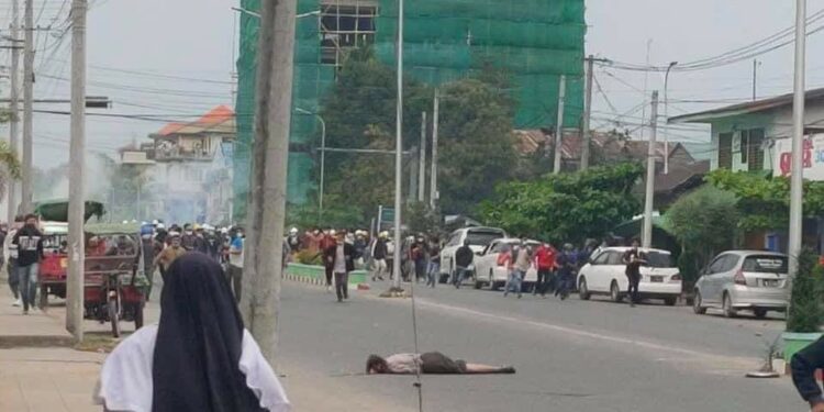 Two protesters shot dead in Myitkyina, Kachin state.