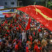 NLD supporters celebrate the party's electoral victory in Mandalay following the general election. / Zaw Zaw / The Irrawaddy
