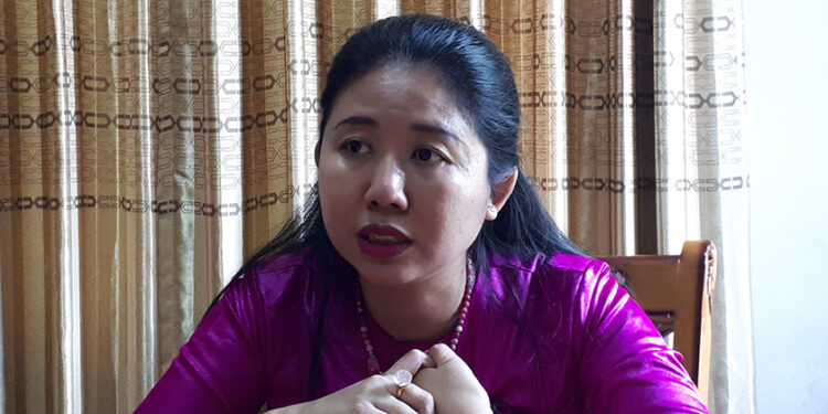 Mon State Lawmaker Daw Khaing Khaing Leh speaks during an interview in Mawlamyine, Mon State, on Oct 3. / San Yamin Aung / The Irrawaddy