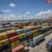 Shipping containers are stacked at Yangon’s Asia World Port on Sept. 16, 2016. / The Irrawaddy