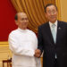 UN Secretary General Ban Ki-moon (R) shakes hands with Burma’s then-President U Thein Sein (L) at the Presidential Palace in Naypyidaw in April 2012. / Reuters