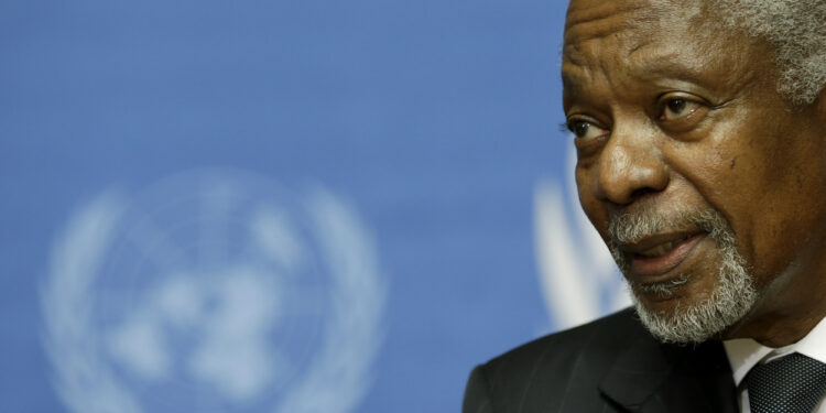 Former UN Secretary-General Kofi Annan addresses a news conference at the United Nations in Geneva in August 2012. / Reuters