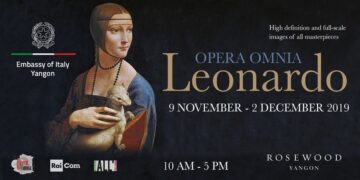 To commemorate the 500th anniversary of the death of Renaissance artist Leonardo da Vinci, the Italian Embassy is organizing the ‘Leonardo Da Vinci: Opera Omnia’ exhibition to be held at the Rosewood Hotel Yangon from Nov. 9 to Dec. 2. / Italian Embassy / Facebook