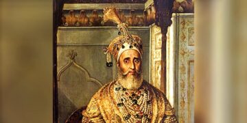 The emperor in Rangoon before his death. The last Mughal emperor, Bahadur Shah Zafar.