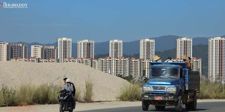 The towns of Muse, Myanmar (foreground) and Ruili, China (background), as seen from Muse in Shan State. / Zaw Zaw / The Irrawaddy