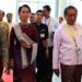 State Counselor Daw Aung San Suu Kyi arrives for a public address on the crisis in Rakhine State in Naypyitaw on Sept. 19, 2017. / Myo Min Soe / The Irrawaddy