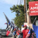 Supporters of US President Donald Trump gather outside Walter Reed National Military Medical Center near Washington on Sunday. / Kyodo