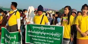 Myanmar Junta Supporters Protest UN Resolution Calling for end to Violence